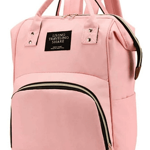 Bolso Mochila Multiusos Pañalera Rosa