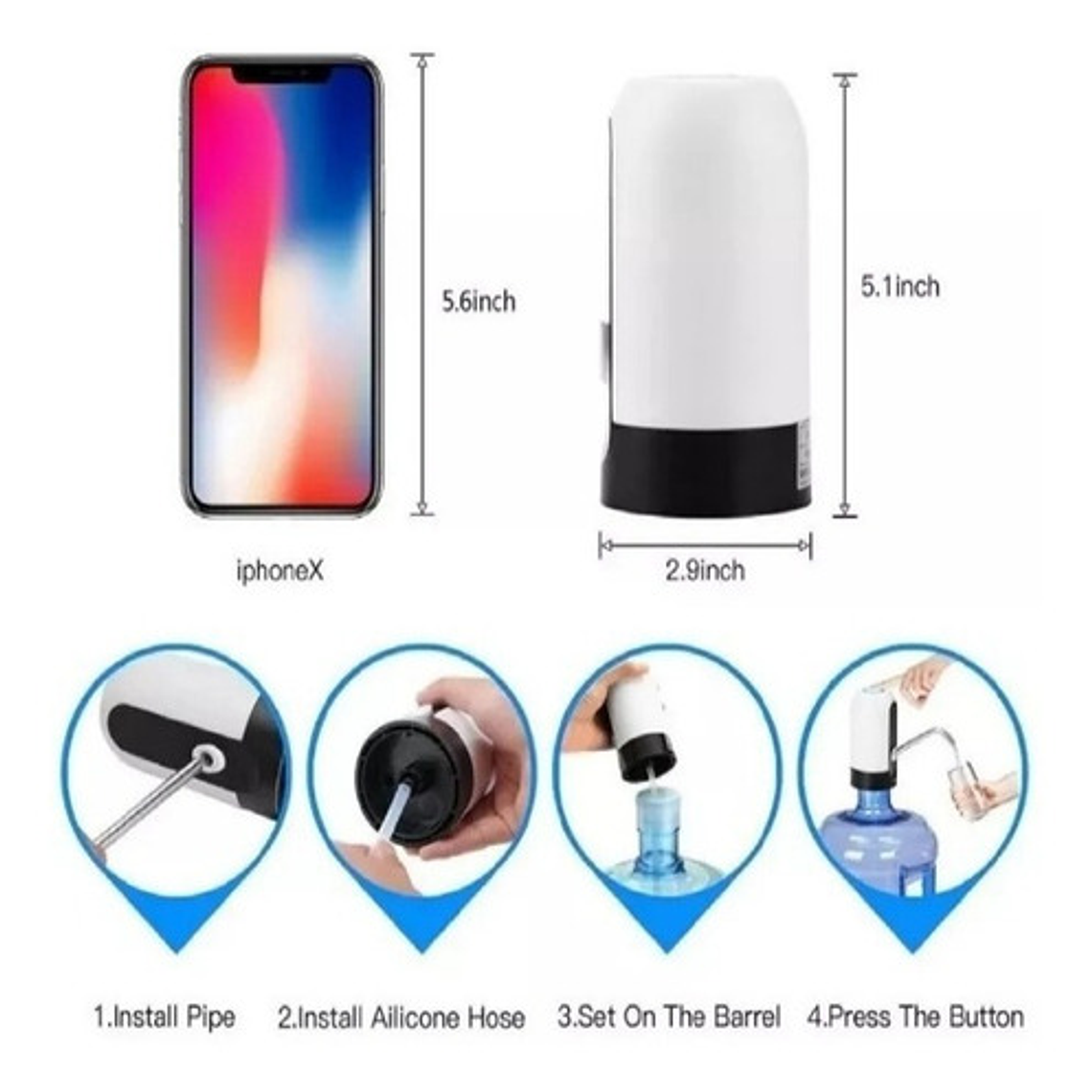 Dispensador De Agua Recargable Garrafón Automático Fa018 Color Negro 3