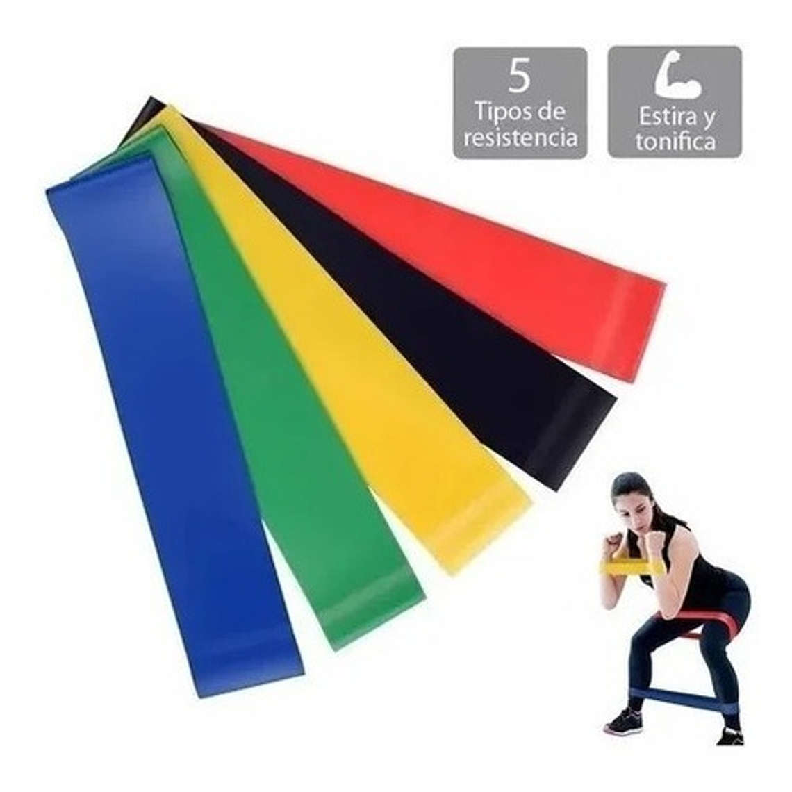 Pack 5 Bandas Elásticas Resistencia Pilates/waoscl 3