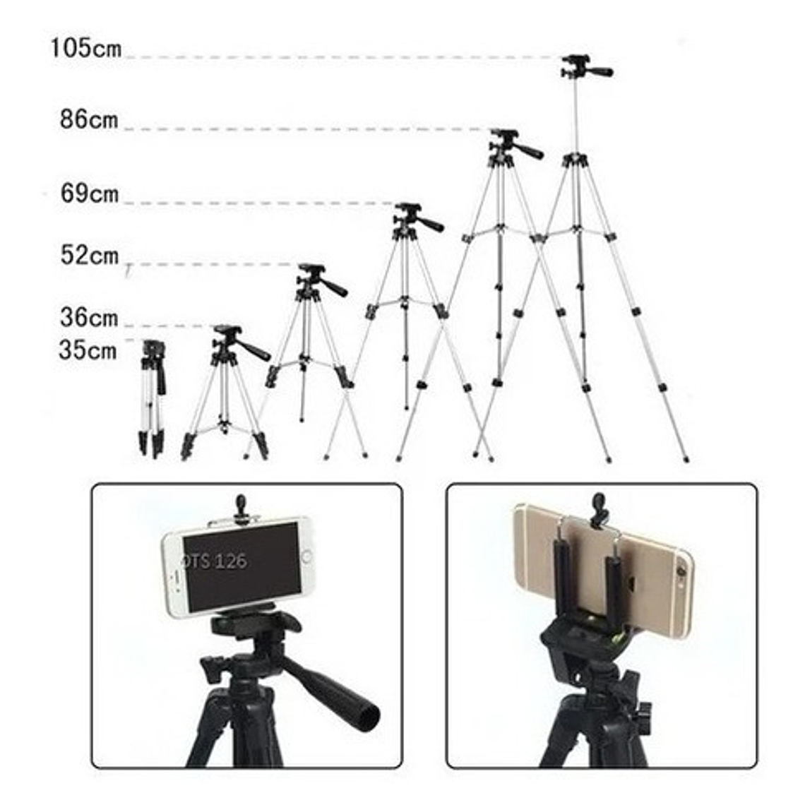 Trípode Cámara Celular Aluminio Youtube Tiktok / Waoscl 8