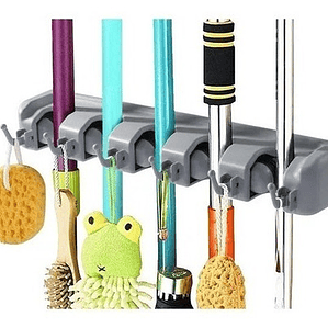 Colgador De Escobas Y Utiles De Aseo Con Ganchos Organizador