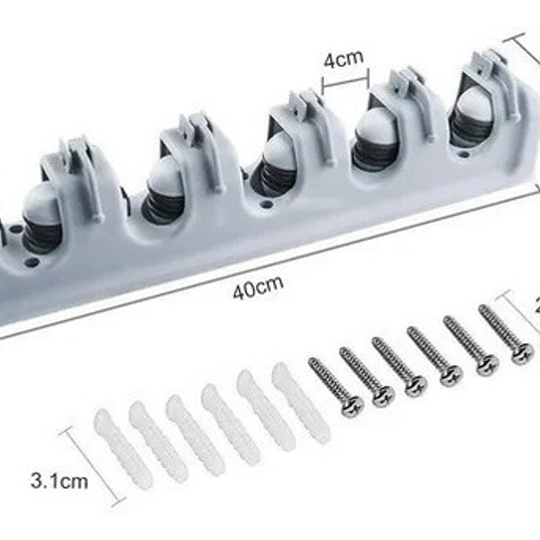 Colgador De Escobas Y Utiles De Aseo Con Ganchos Organizador 3