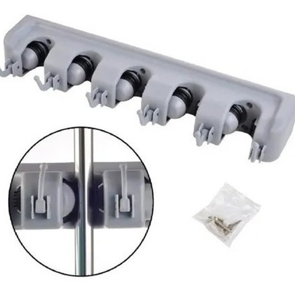 Colgador De Escobas Y Utiles De Aseo Con Ganchos Organizador 7