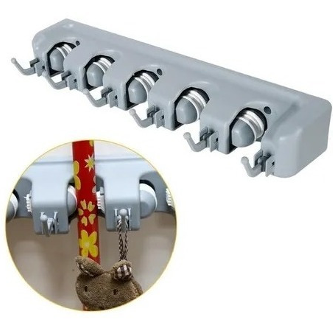 Colgador De Escobas Y Utiles De Aseo Con Ganchos Organizador 9