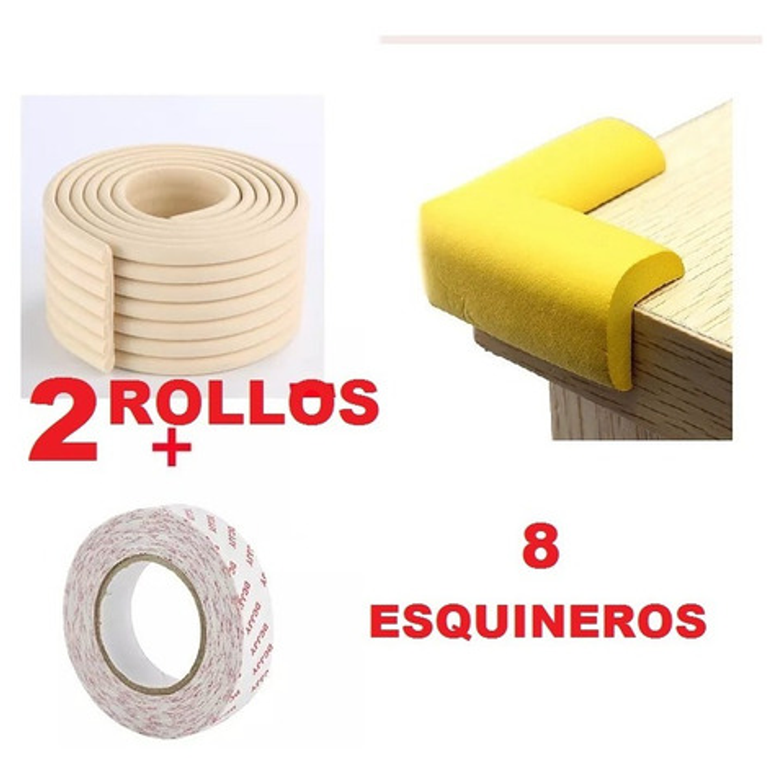 Kit Seguridad Protectores De Esquinas + Rollos Esquineros 2m 4