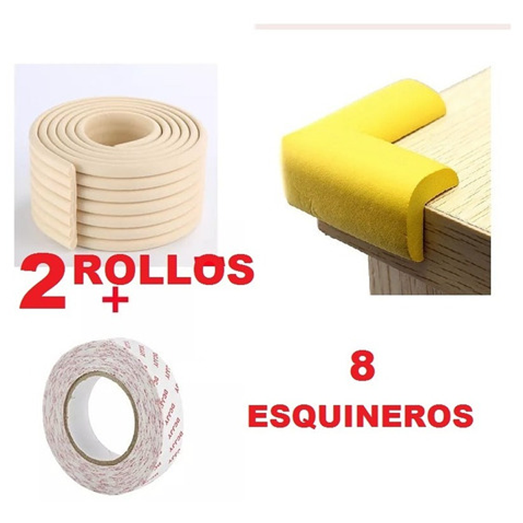Kit Seguridad Protectores De Esquinas + Rollos Esquineros 2m 4