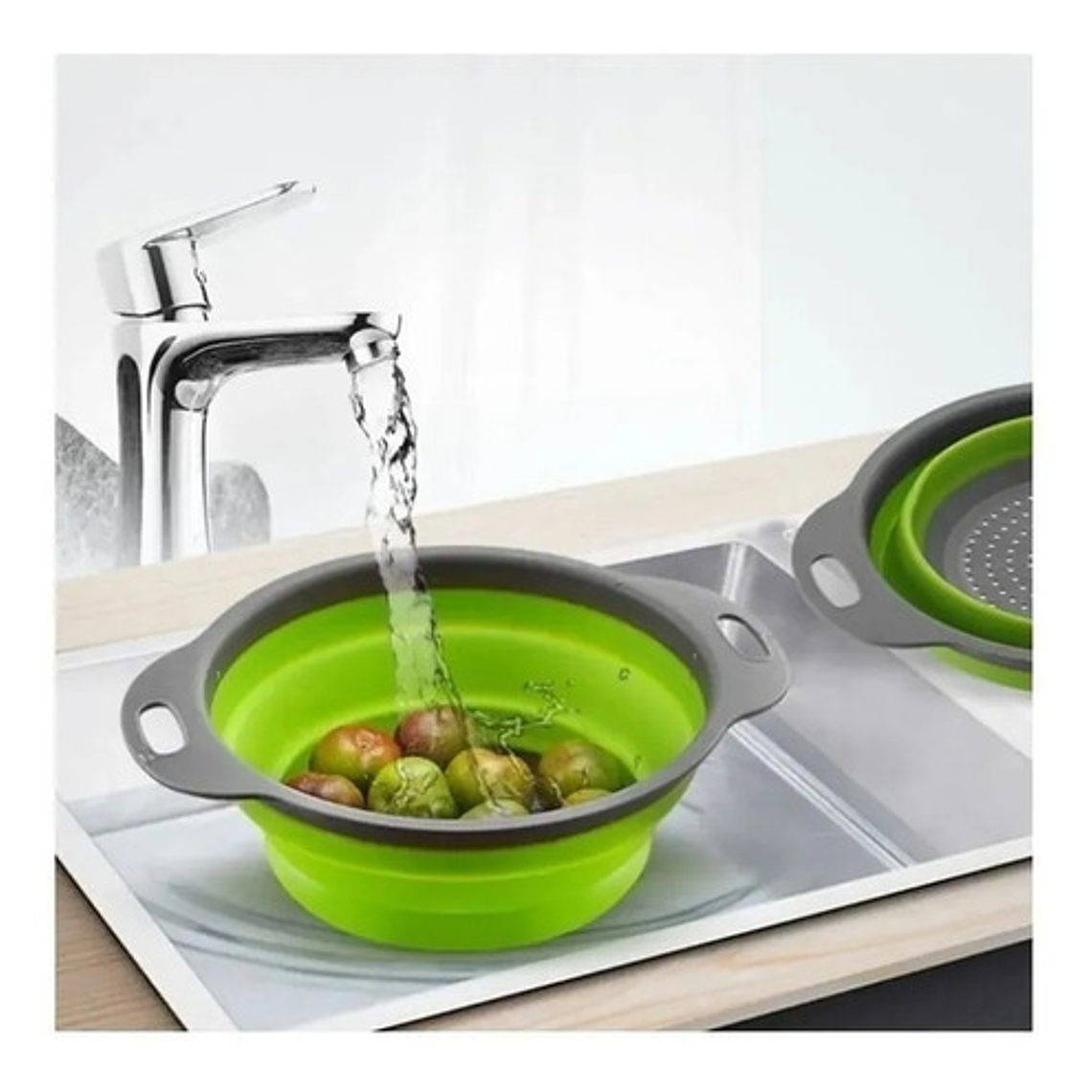 Colador Plegable Silicona 24cm Verduras Frutas / Waoscl 2