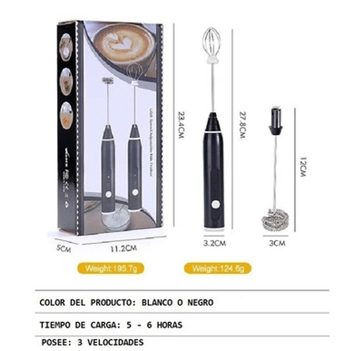 Batidor Café Mezclador Eléctrico Bebidas Recargable / Waos 10