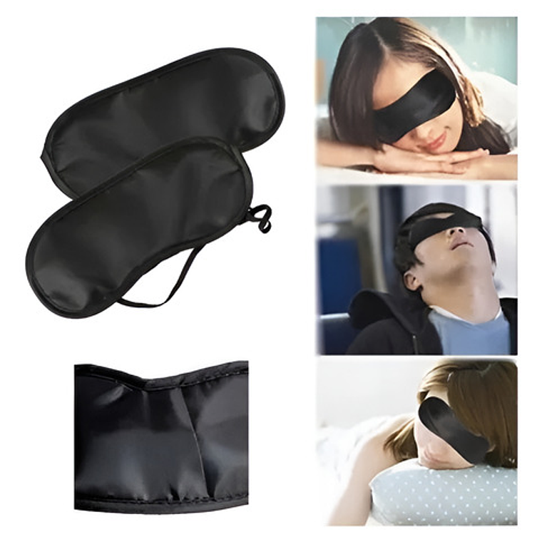 Antifaz Para Dormir Jia Nan Seda Negro Doble Elástico Descanso Mixta 1