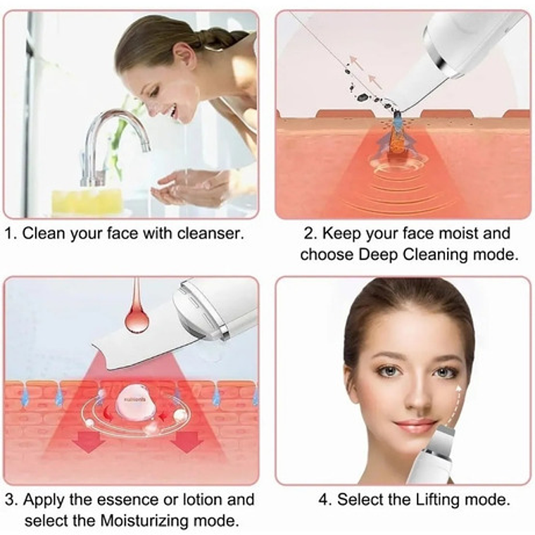 Limpiador Depurador Facial Ultrasónico Paleta/waoscl 5