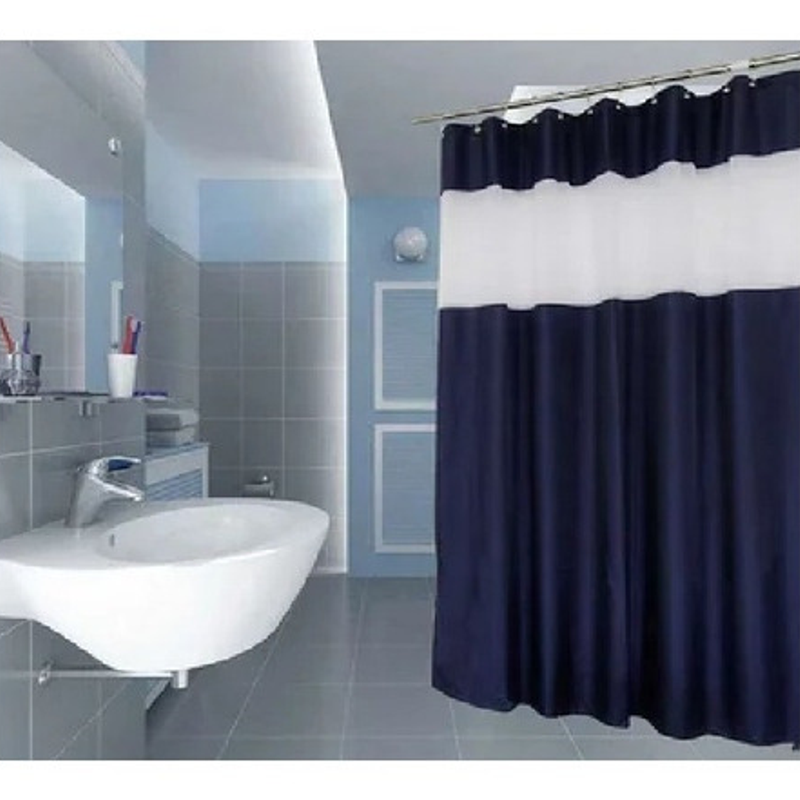 Cortina Ducha Baño 180x200 Elegante Negro /waos 2