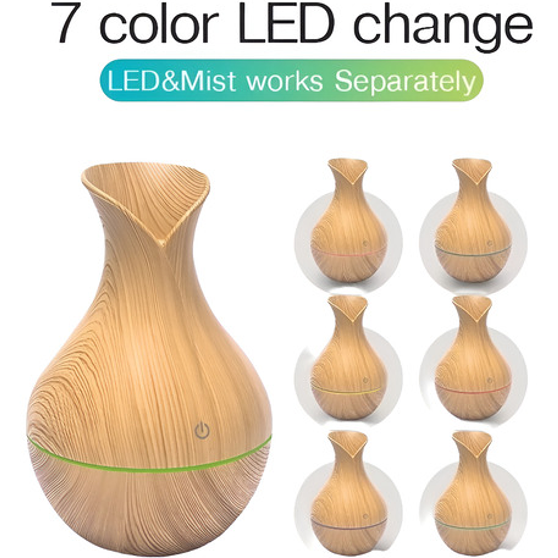 Humidificador Aire Difusor Madera Luz Color 5
