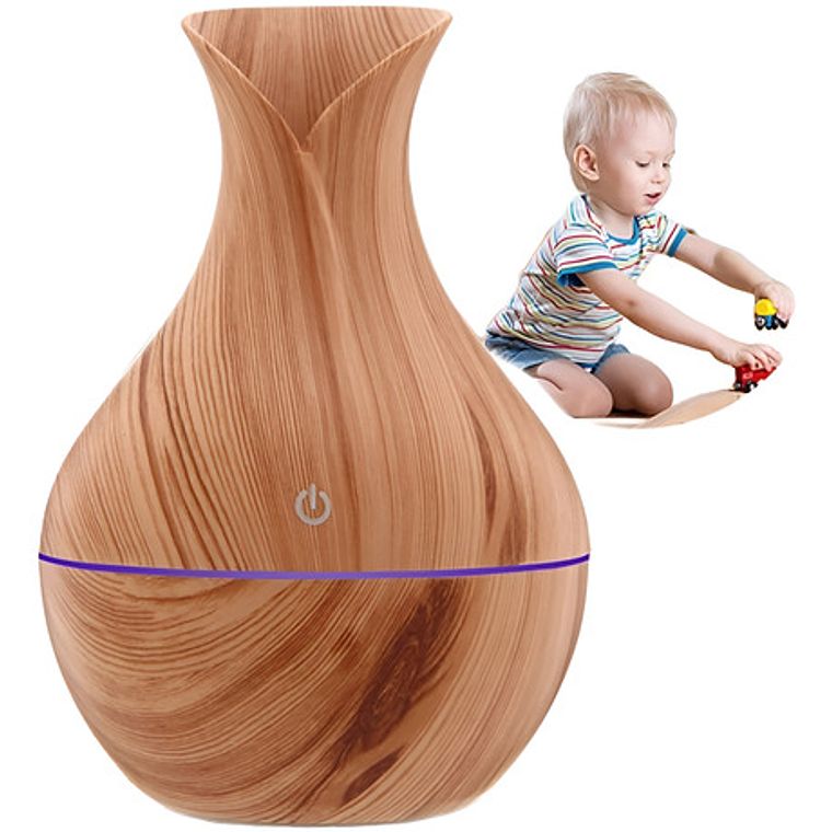 Humidificador Aire Difusor Madera Luz Color 7