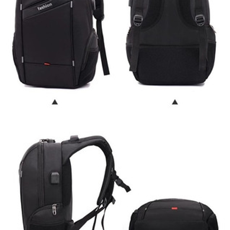 Bolso Mochila Antirrobo Candado Seguridad Viajes Negro 7