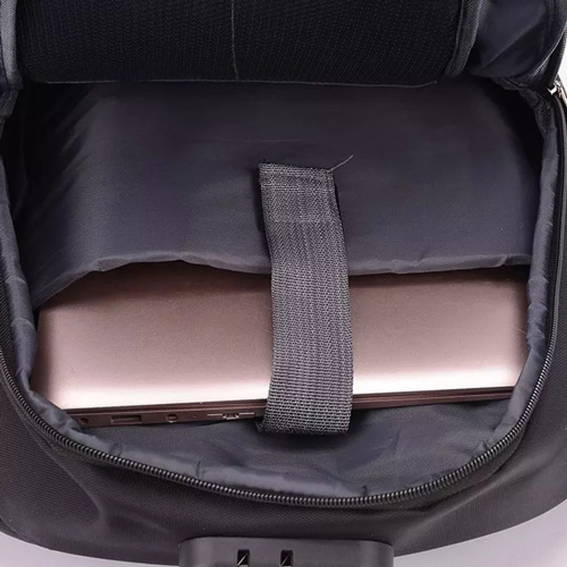 Bolso Mochila Antirrobo Candado Seguridad Viajes Negro 12