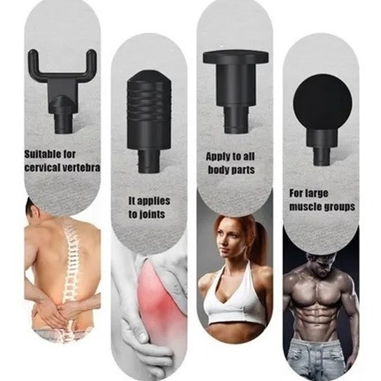 Masajeador Pistola Masaje Muscular 4 Accesorios/ Waoschile 5