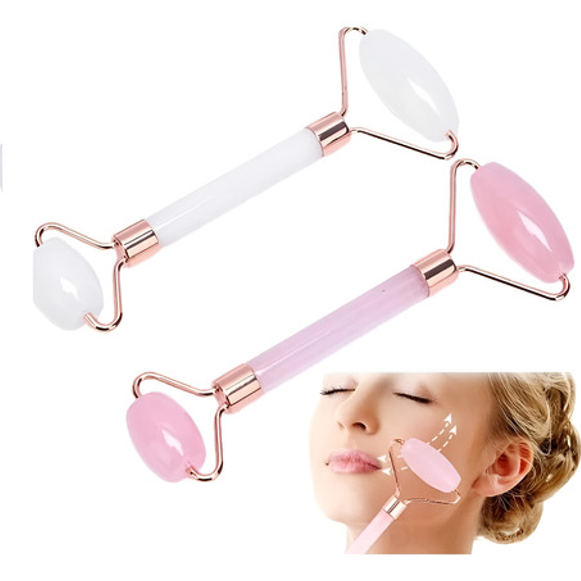 Rodillo Masajeador Facial Manual Piedra Relajación Tonicidad 1