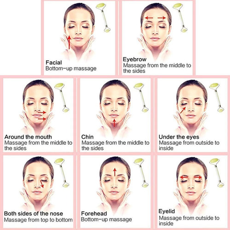 Rodillo Masajeador Facial Manual Piedra Relajación Tonicidad 3