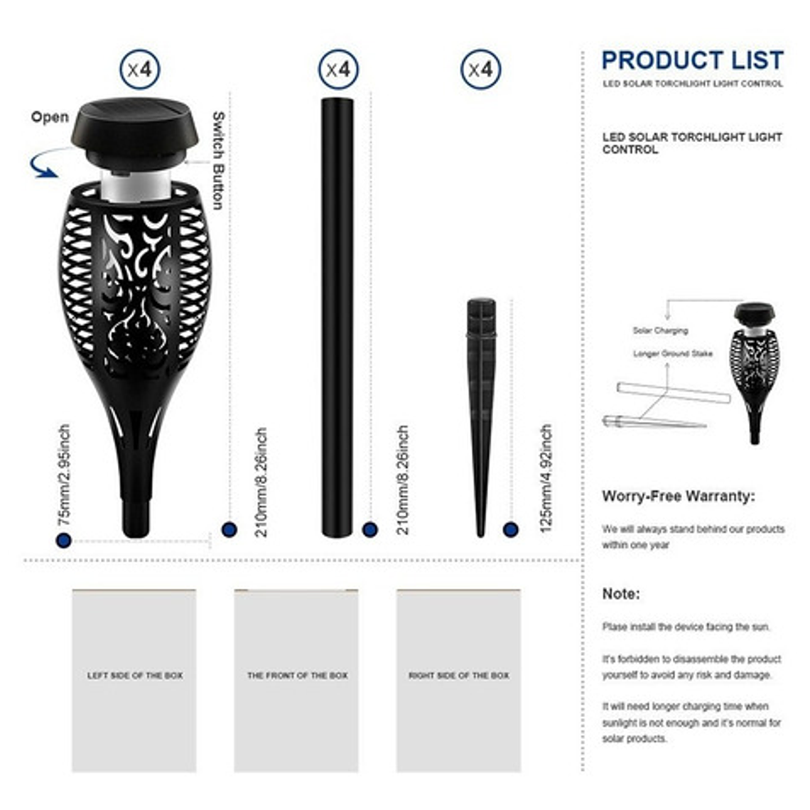 Antorchas Estaca Luz Solar Lampara Led Oferta/ Waoscl 4