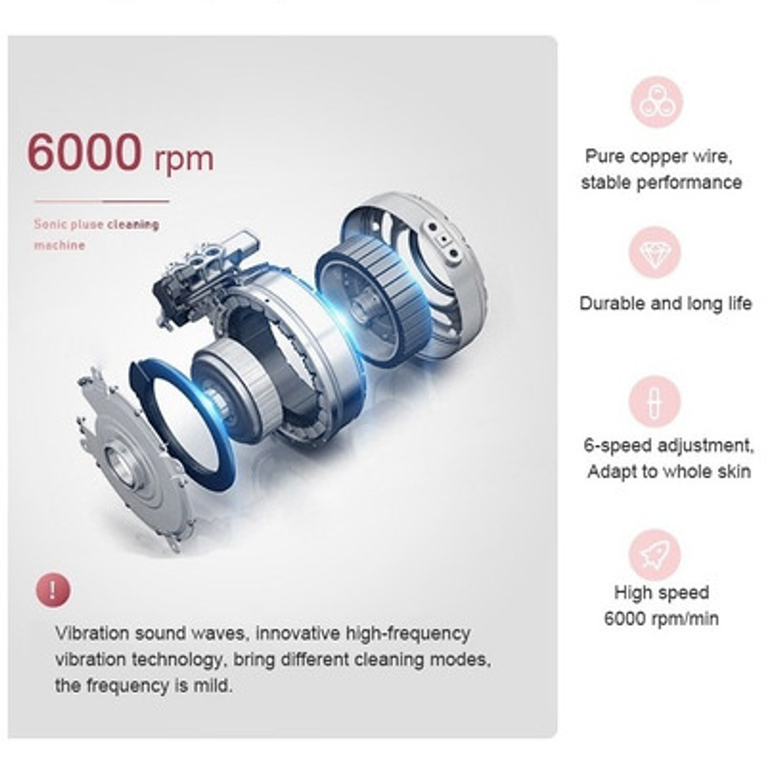 Limpiador Facial Eléctrico Masajeador Exfoliante / Waoscl 7