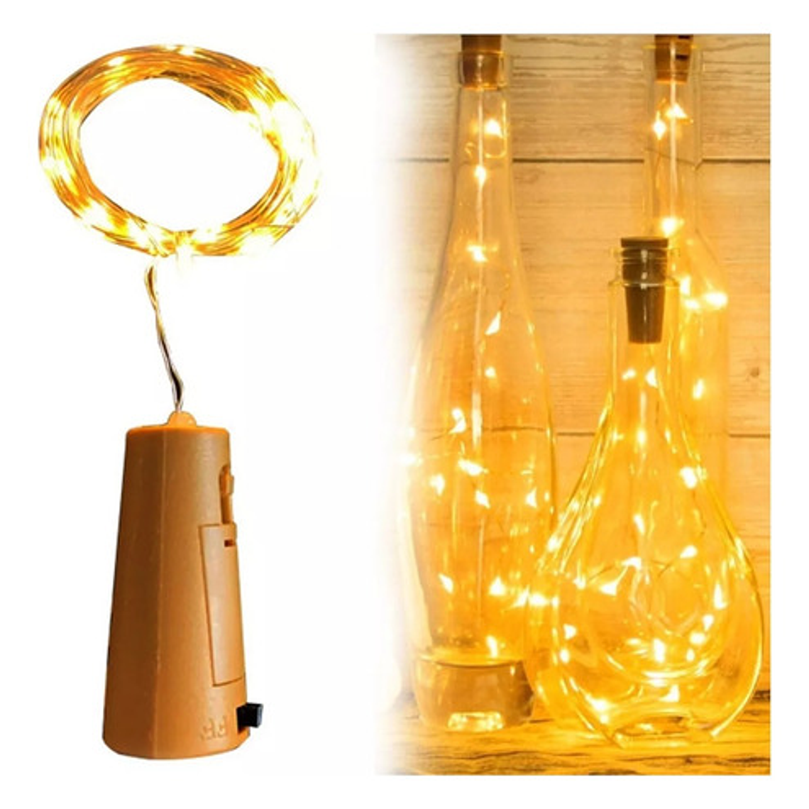 Pack 6 Luces Hada Alambre 2 Mts Corcho Micro Led 7