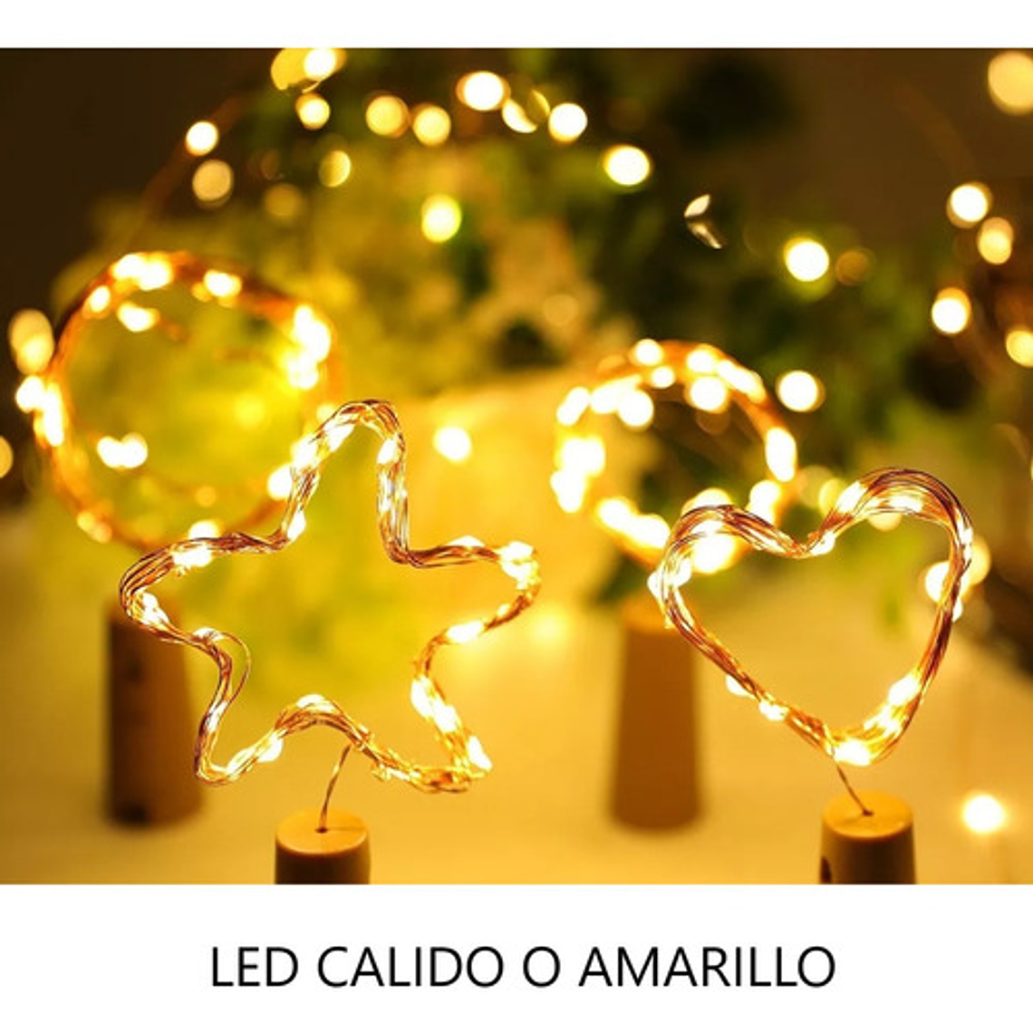 Pack 6 Luces Hada Alambre 2 Mts Corcho Micro Led 11