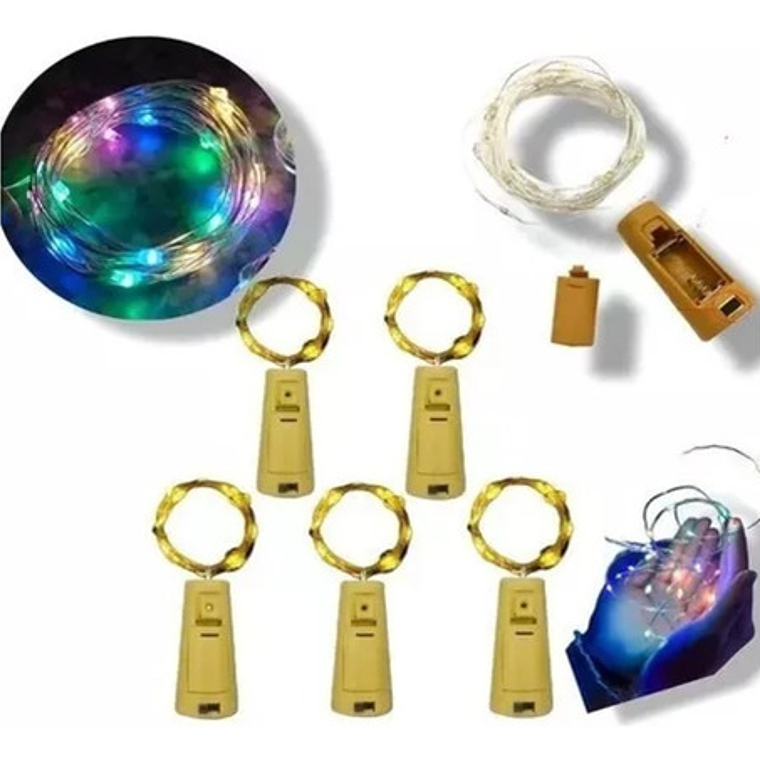 Pack 6 Luces Hada Alambre 2 Mts Corcho Micro Led 13