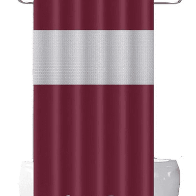 Cortina De Baño Impermeable Burdeo Sanitary Ware's Window Con 12 Ganchos Liso