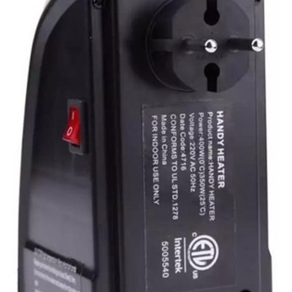 Calefactor Cerámico Handy Heater 400w Eléctrico Pared Negro Termostato 9