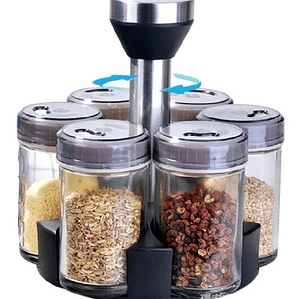 Set 6 Especieros Elegante Vidrio Cocina Giratorio 360 