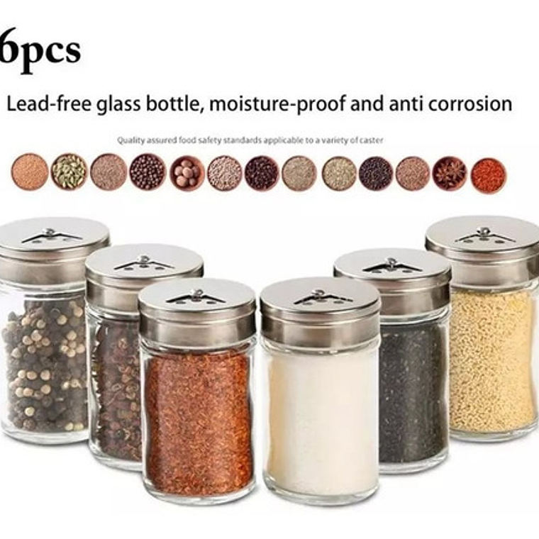 Set 6 Especieros Elegante Vidrio Cocina Giratorio 360  7