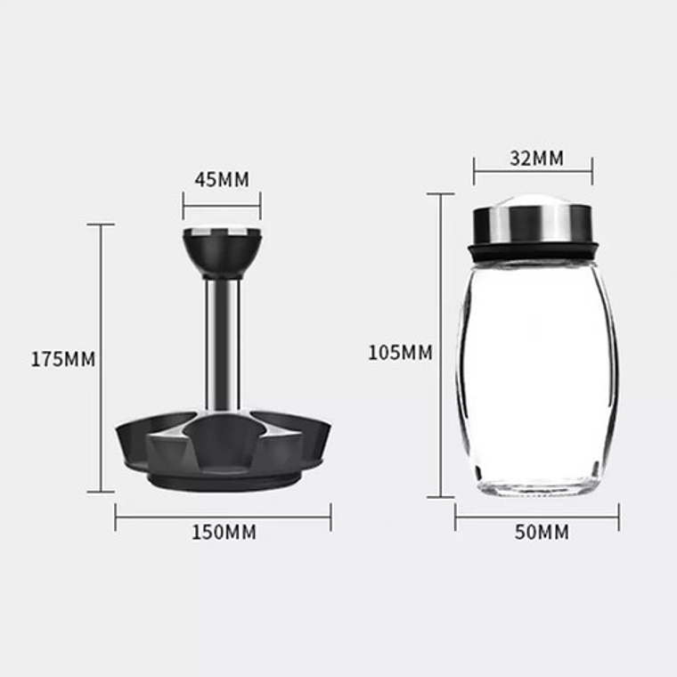 Set 6 Especieros Elegante Vidrio Cocina Giratorio 360  14
