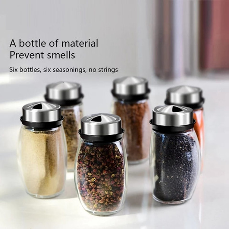 Set 6 Especieros Elegante Vidrio Cocina Giratorio 360  17