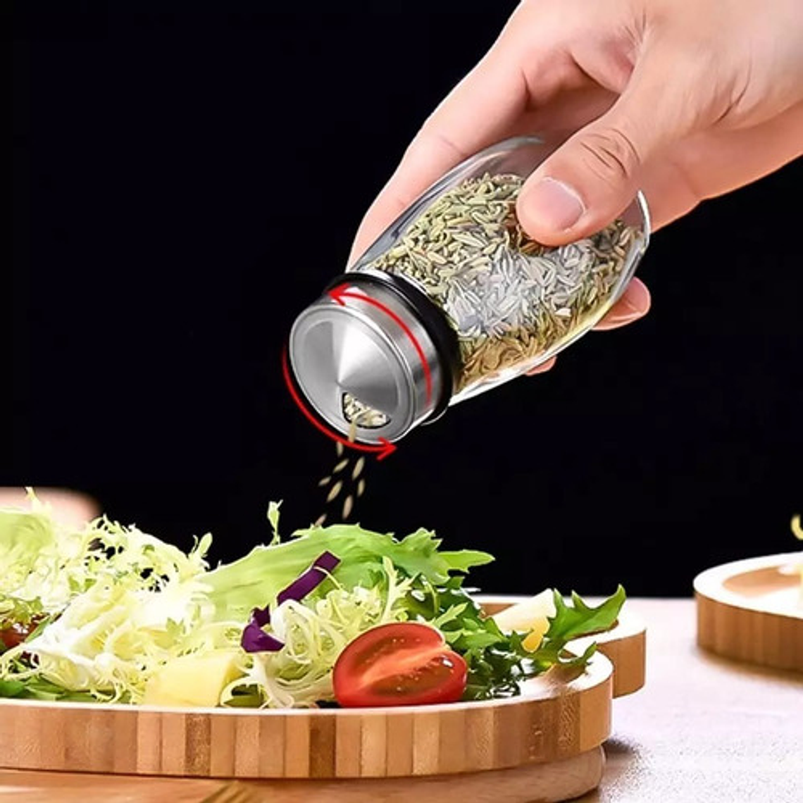 Set 6 Especieros Elegante Vidrio Cocina Giratorio 360  18