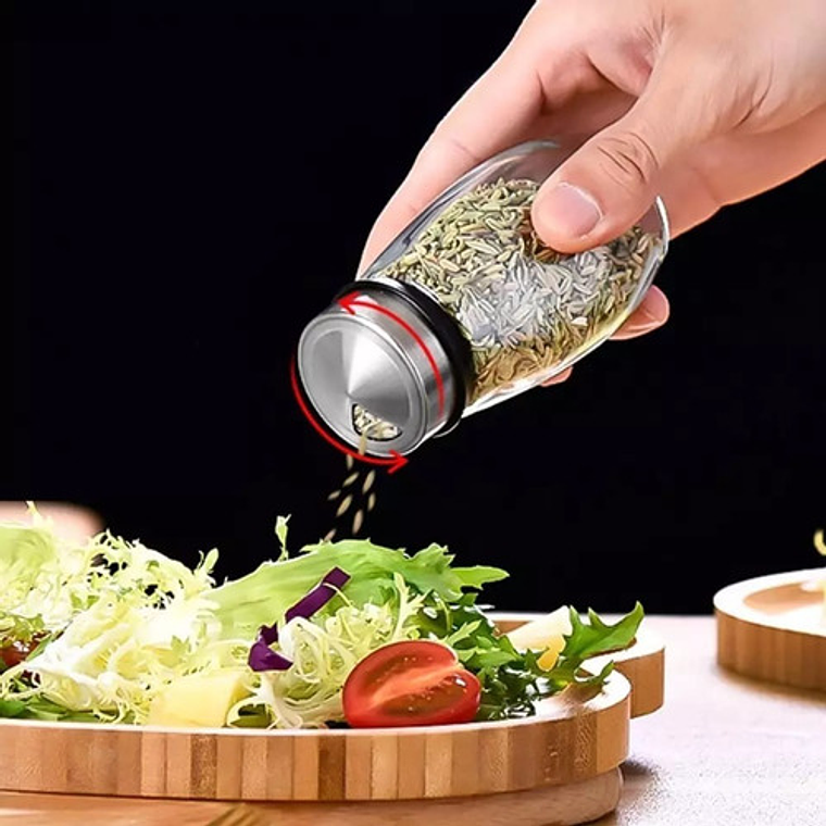 Set 6 Especieros Elegante Vidrio Cocina Giratorio 360  18