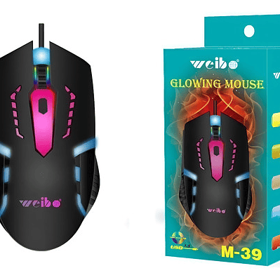 Mouse Gamer Weibo M-39 3200 Dpi 6 Botones Con Luces Usb Para Juegos
