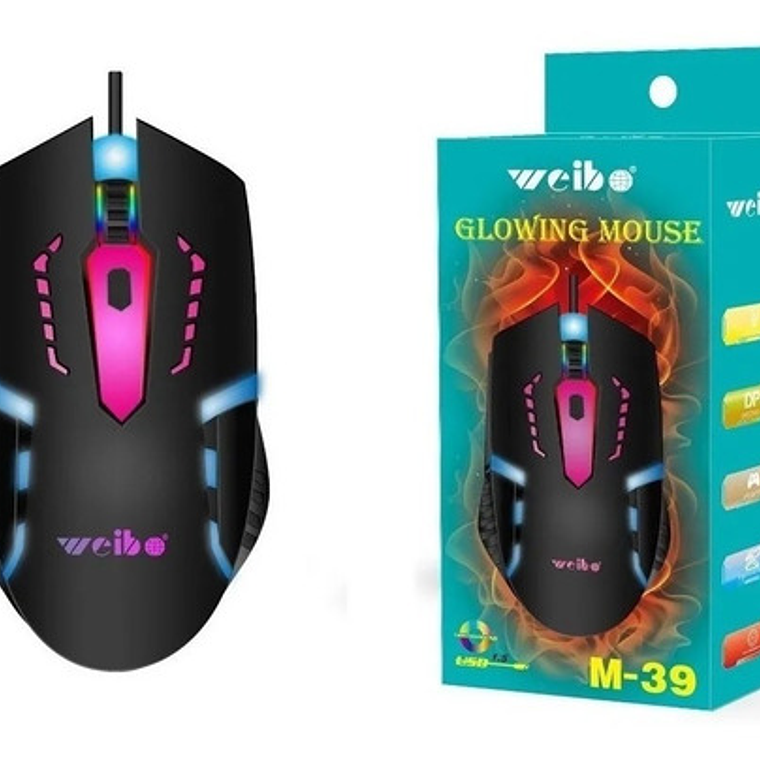 Mouse Gamer Weibo M-39 3200 Dpi 6 Botones Con Luces Usb Para Juegos 4