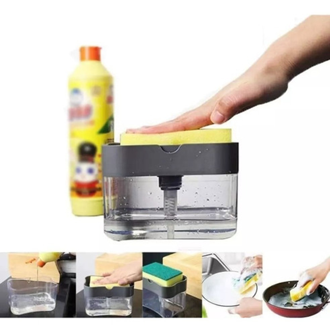 Dispensador Manual Jabón Líquido Cocina Importadora Waos Color Gris 300 Ml 10