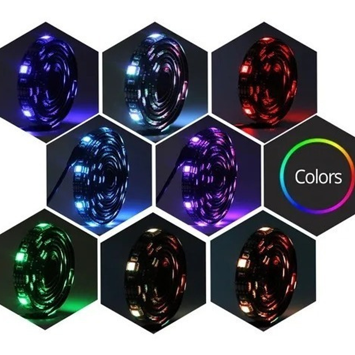 Tira Led Rgb Bluetooth Led Mood Usb 2m Ip54 Controlador Color 5