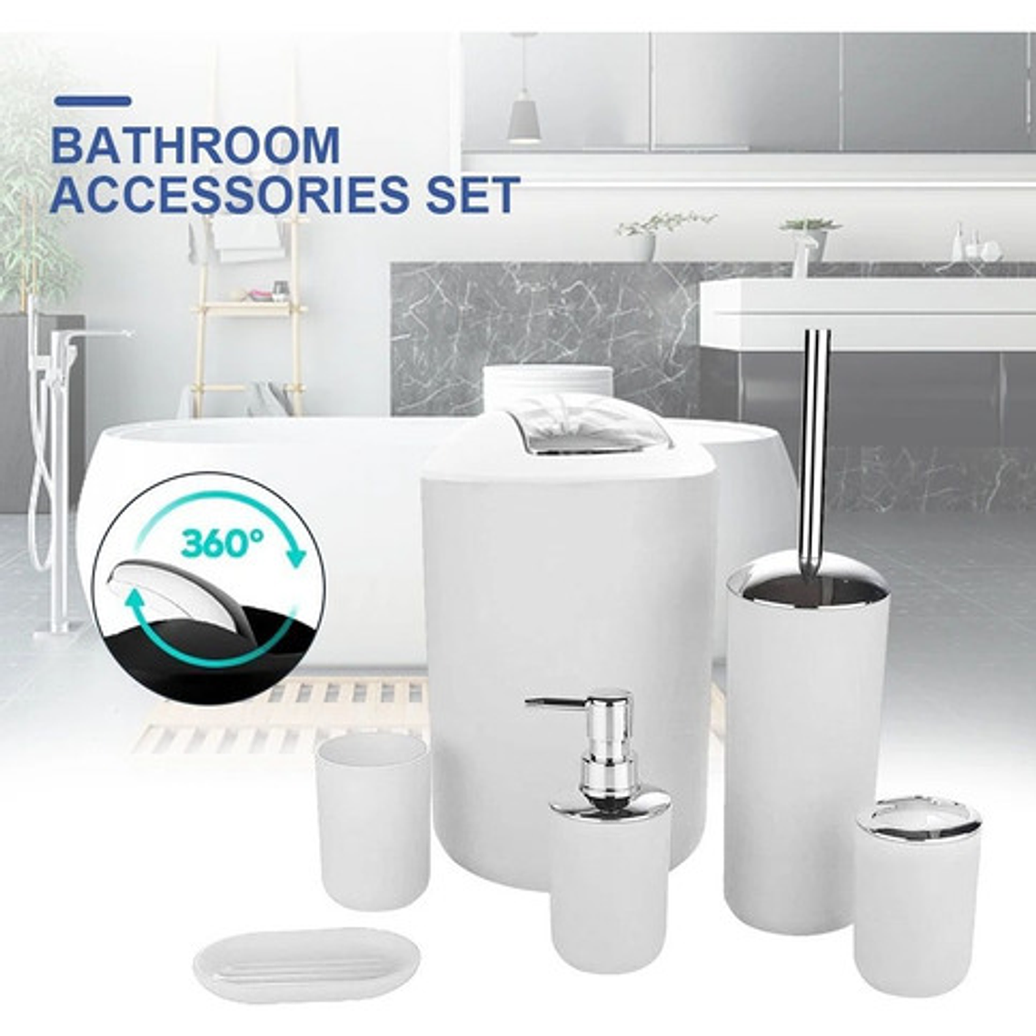 Juego De Baño 6 Accesorios Elegante Colores 3