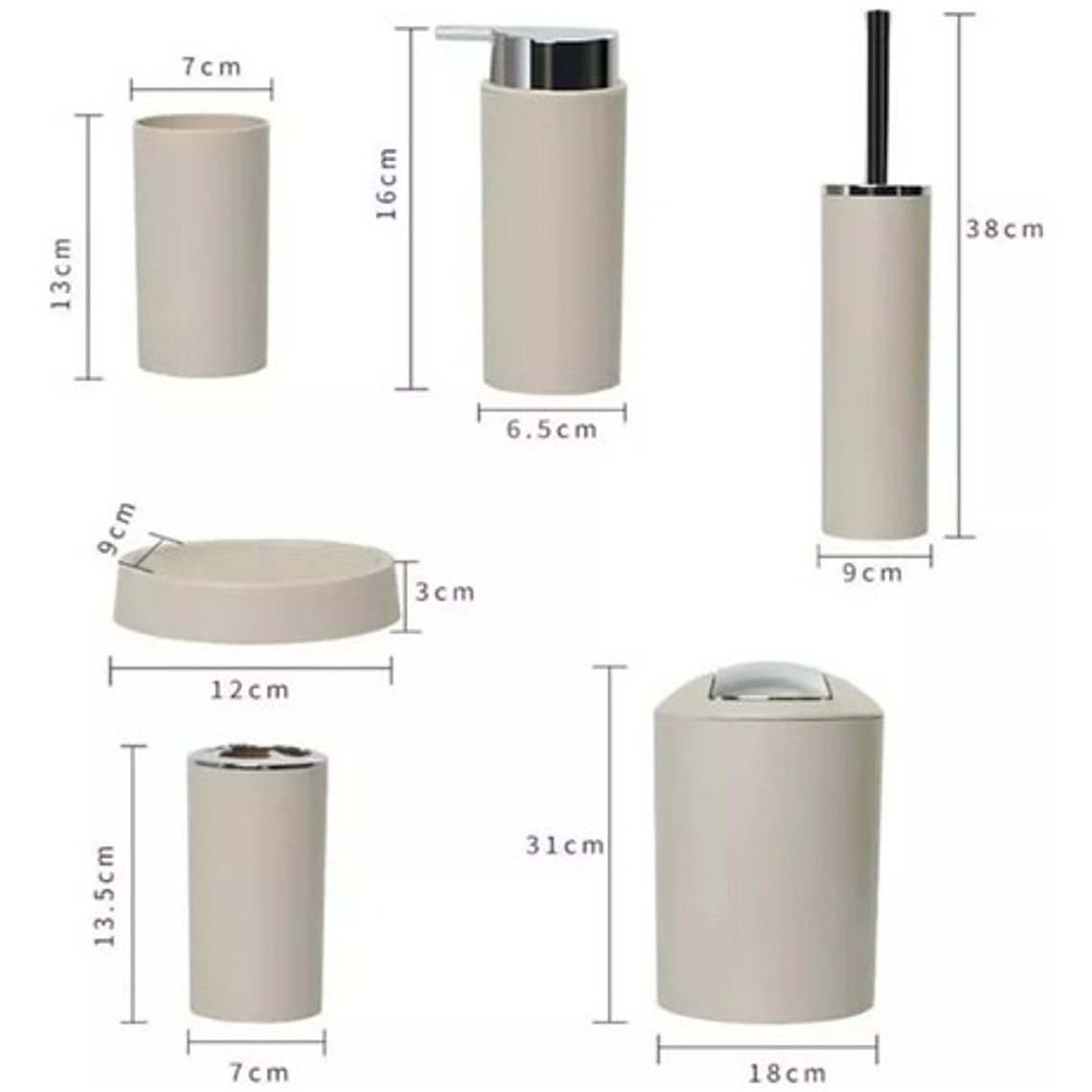 Juego De Baño 6 Accesorios Elegante Colores 13