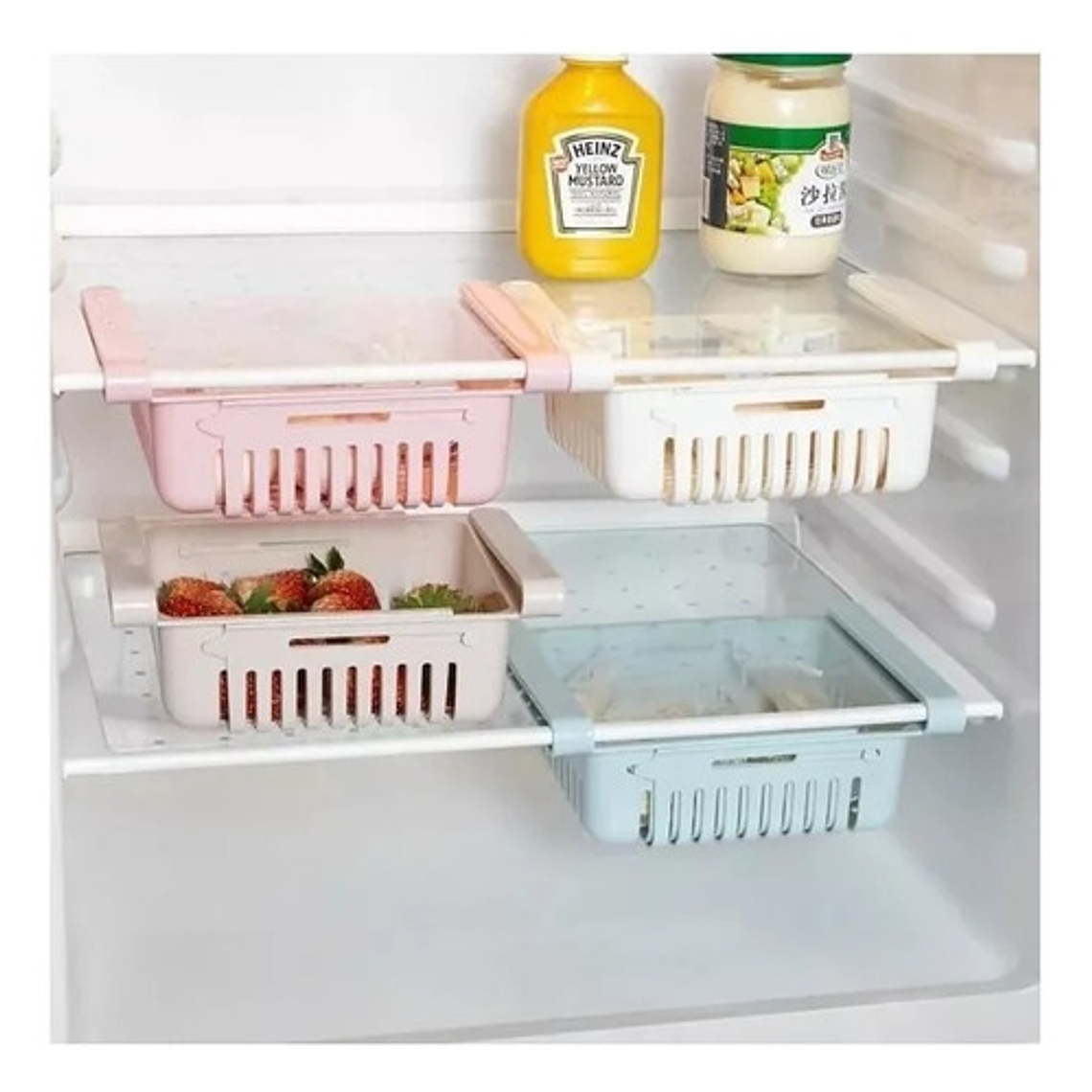 Pack 4 Organizador Refrigerador Gavetas Extensible  2
