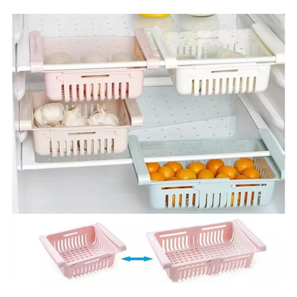 Pack 4 Organizador Refrigerador Gavetas Extensible  6