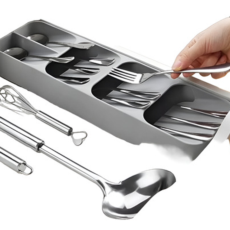 Bandeja Organizadora Para Cubiertos 39x9cm Gris Importadora Waos 4
