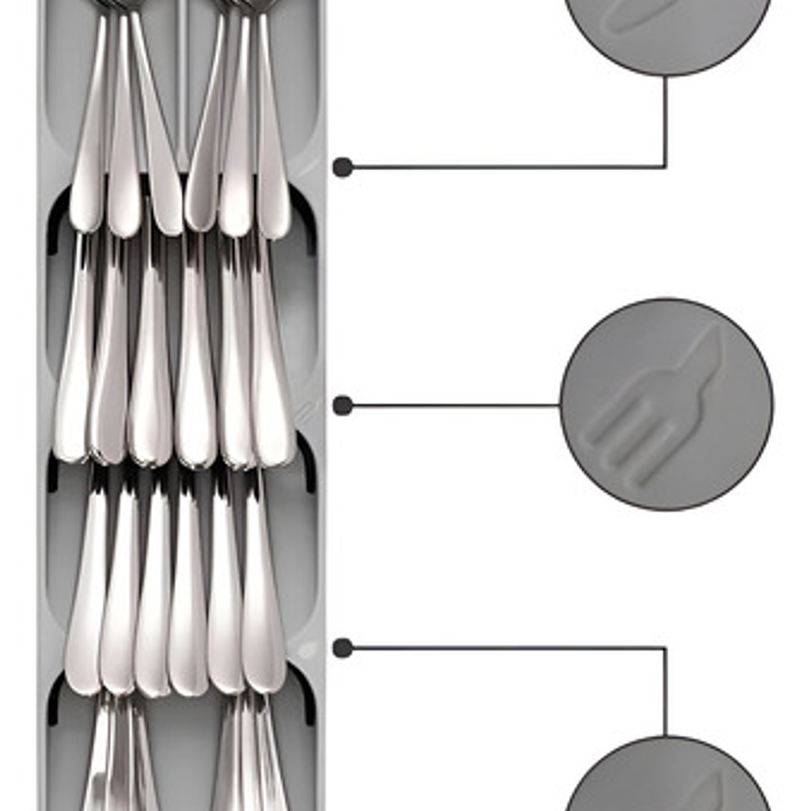 Bandeja Organizadora Para Cubiertos 39x9cm Gris Importadora Waos 10