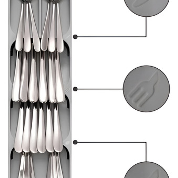Bandeja Organizadora Para Cubiertos 39x9cm Gris Importadora Waos 10