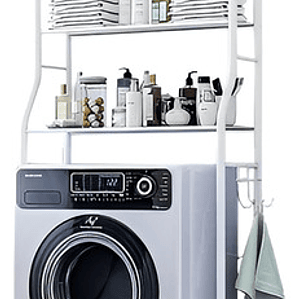 Organizador Estante De Lavadora Baño Metalico Rack 3 Niveles Color Blanca