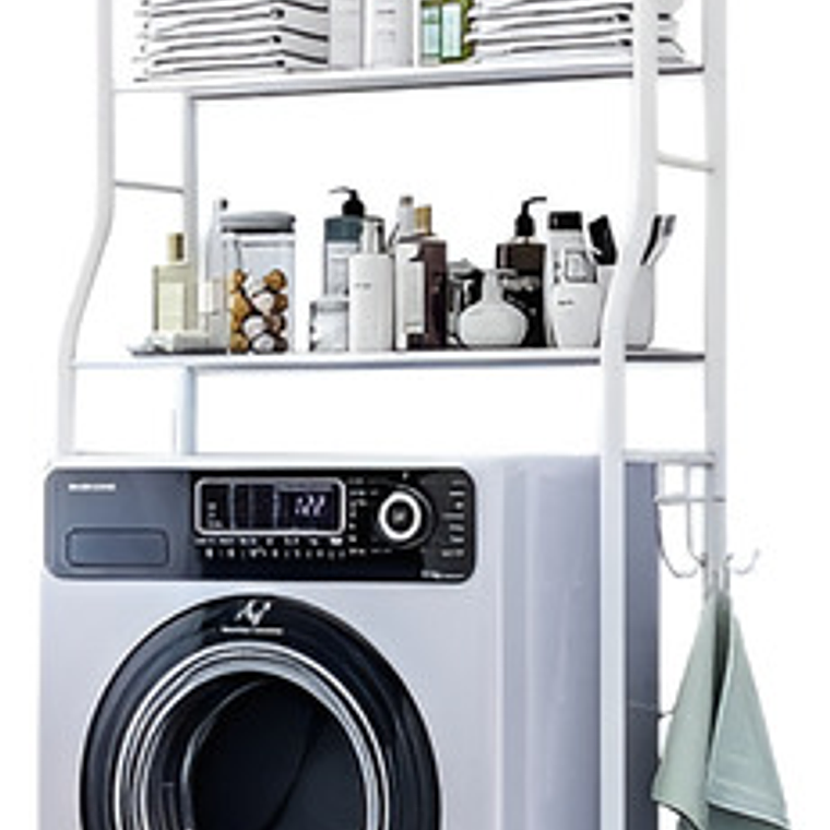 Organizador Estante De Lavadora Baño Metalico Rack 3 Niveles Color Blanca 1