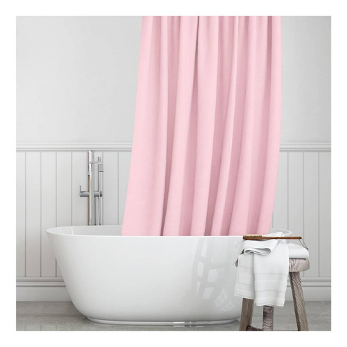 Cortina Ducha Baño 180x180 Elegante Rosado 1