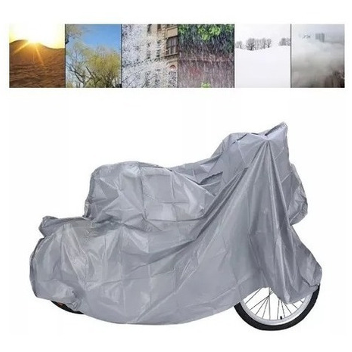 Funda Impermeable Globalhome Cubre Moto 130x230 Cm Gris Con Bolsa 4